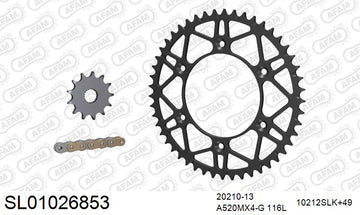 Honda CRF250R / RX 2011-2013 - AFAM MX Racing GP Chain & Self CleaningSuperlight Steel Sprocket Kit, 520 (OE Pitch) - SL01026853 - P3 Tuning