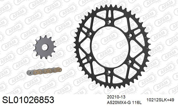 Honda CRF250R / RX 2014-2017 - AFAM MX Racing GP Chain & Self CleaningSuperlight Steel Sprocket Kit, 520 (OE Pitch) - SL01026853 - P3 Tuning