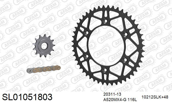 Honda CRF450R / RX 2009-2012 - AFAM MX Racing GP Chain & Self CleaningSuperlight Steel Sprocket Kit, 520 (OE Pitch) - SL01051803 - P3 Tuning