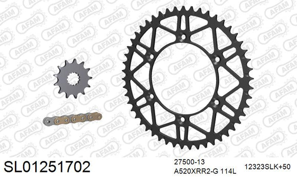 Yamaha YZ450F 2016-2017 - AFAM Xs-Ring Reinforced Plus Chain & Self CleaningSuperlight Steel Sprocket Kit, 520 (OE Pitch) - SL01251702 - P3 Tuning