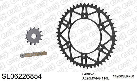 Husqvarna TC250 2009-2013 - AFAM MX Racing GP Chain & Self CleaningSuperlight Steel Sprocket Kit, 520 (OE Pitch) - SL06226854 - P3 Tuning