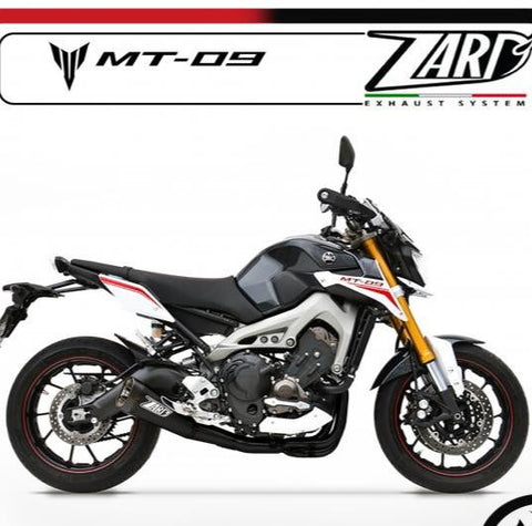 YAMAHA MT-09 (13-16) ZARD FULL BLACK COATED STAINLESS STEEL SYSTEM ROAD LEGAL (CARBON END CAP)