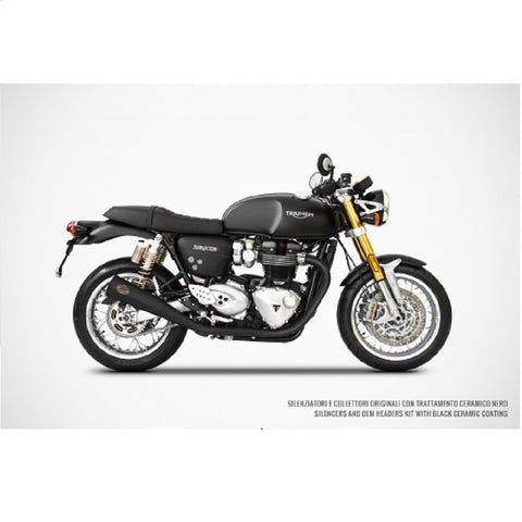 TRIUMPH THRUXTON R 1200 (17-20) ZARD BLACK COATED TITANIUM SLIP-ON (ROAD LEGAL)