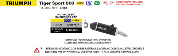 Triumph TIGER SPORT 800 Indy Race EVO aluminium "Dark" silencer with carby end cap