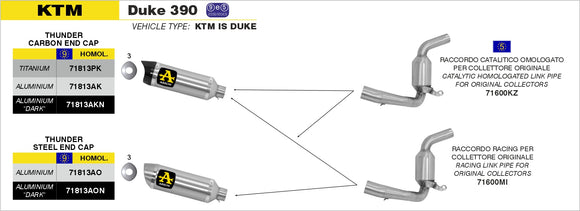 KTM DUKE 390 Thunder aluminium silencer with carby end cap
