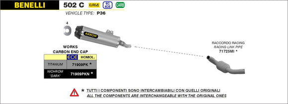 Benelli 502 C Works Titanium silencer with carby end cap