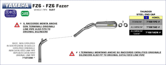 Yamaha FZ6 / FZ6 FAZER Non catalized mid-pipe