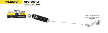 Piaggio MP3 500 LT Urban  aluminium "Dark" silencer with "Dark" end cap - 0
