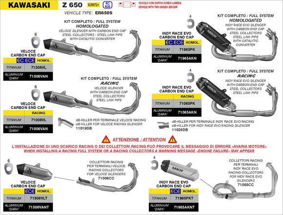 Kawasaki Z 650 Racing collectors for Indy Race EVO silencers