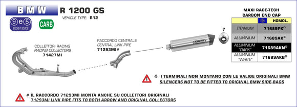 BMW R 1200 GS Maxi Race-Tech Approved aluminium silencer with carby end cap