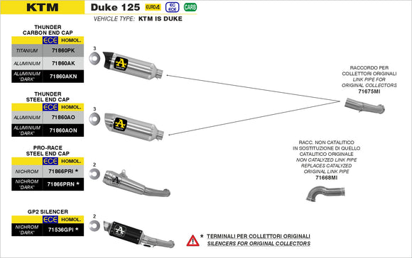 KTM DUKE 125 GP2 silencers kit