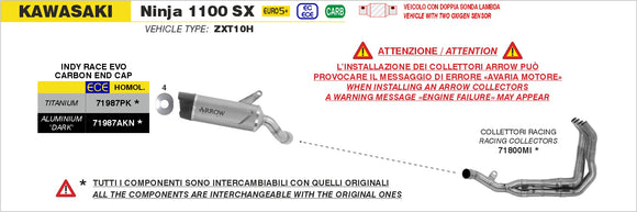 Kawasaki NINJA 1100 SX Indy Race EVO Titanium silencer with carby end cap