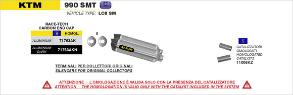 KTM 990 SMT Catalytic converters kit