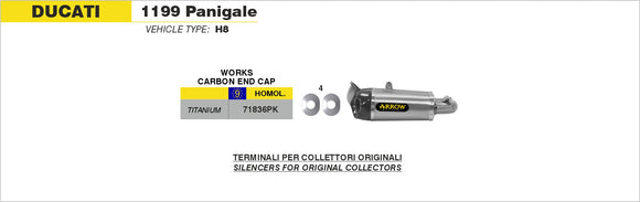 Ducati 1199 Panigale Titanium Works silencers (right and left) with carby end cap