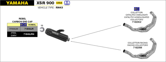 Yamaha XSR 900 Catalytic homologated collectors kit