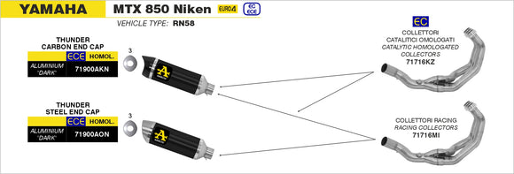 Yamaha MTX 850 Niken Thunder aluminium silencer with carby end cap