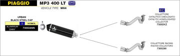 Piaggio MP3 400 LT Urban  aluminium "Dark" silencer with "Dark" end cap - 0