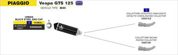 Piaggio VESPA GTS 125i.e. Urban  aluminium "Dark" silencer with "Dark" end cap - 0