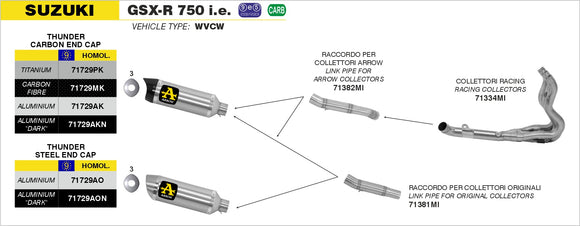 Suzuki GSX-R 750 i.e. Mid-pipe for Thunder silencers for stock collectors