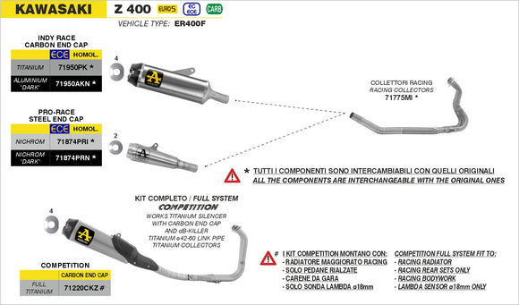 Kawasaki Z 400 COMPETITION "FULL TITANIUM" full system