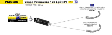 Piaggio VESPA Primavera I-GET 3V Urban  aluminium "Dark" silencer with "Dark" end cap - 0