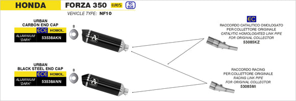 Honda FORZA 350 Racing link pipe for Urban Exhaust