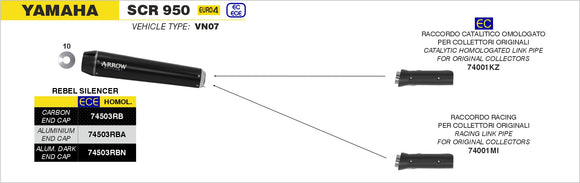 Yamaha SCR 950.00 Racing link pipe for original collectors