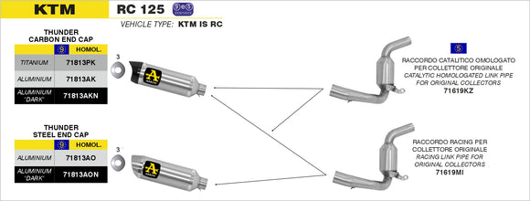 KTM RC 125 Catalytic homologated mid-pipe