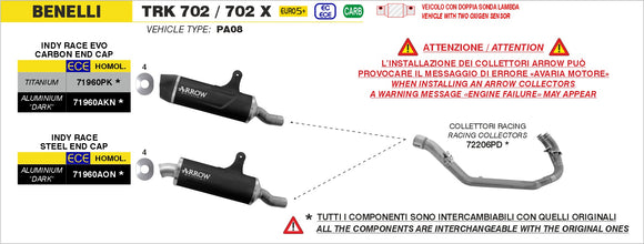 Benelli TRK 702 / 702X Stainless steel racing collectors