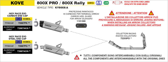 Kove 800X Pro / 800X Rally Indy Race EVO Titanium silencer with carby end cap