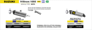 Suzuki V-STROM 1050 Maxi Race-Tech aluminium silencer with carby end cap - 0