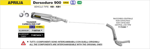 Aprilia DORSODURO 900 Aluminium "Dark" Thunder silencers (right and left) with carby end cap