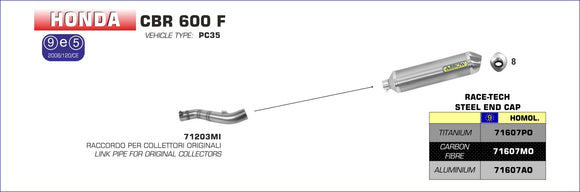 Honda CBR 600 F low mount mid-pipe for stock collectors