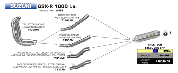 Suzuki GSX-R 1000 i.e. high mount mid-pipe for stock collectors