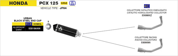 Honda PCX 125 Urban  aluminium "Dark" silencer with "Dark" end cap