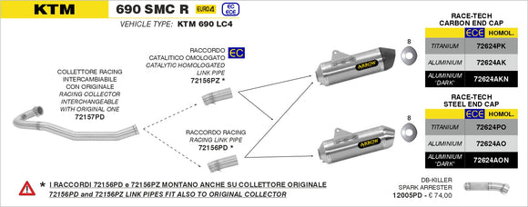 KTM 690 SMC R Catalytic homologated mid-pipe