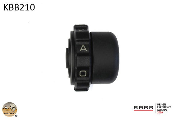 Kaoko Throttle Stabilizer for multiple bikes with aftermarket 14mm ID aluminium handle bars with Barkbusters hand guards that include item BEW (Code BB-B56) in their product kit.