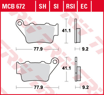 BMW S1000RR Rear brake pads SINTERED TRW
